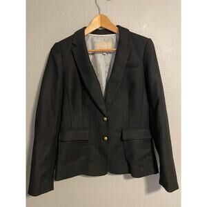 Banana Republic Jacket Womens 4 Black Wool Hacking Blazer Elbow Patch Lined